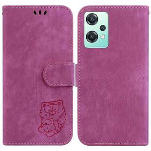 For OnePlus Nord CE 2 Lite 5G Little Tiger Embossed Leather Phone Case(Rose Red)