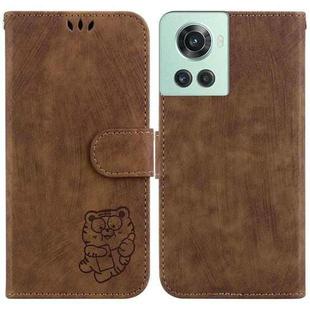 For OnePlus 10R / Ace Little Tiger Embossed Leather Phone Case(Brown)