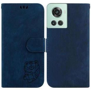 For OnePlus 10R / Ace Little Tiger Embossed Leather Phone Case(Dark Blue)