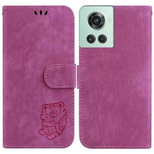 For OnePlus 10R / Ace Little Tiger Embossed Leather Phone Case(Rose Red)
