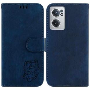 For OnePlus Nord CE 2 5G Little Tiger Embossed Leather Phone Case(Dark Blue)