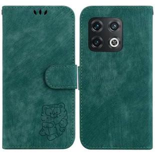 For OnePlus 10 Pro 5G Little Tiger Embossed Leather Phone Case(Green)