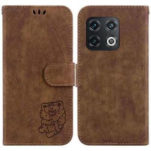 For OnePlus 10 Pro 5G Little Tiger Embossed Leather Phone Case(Brown)