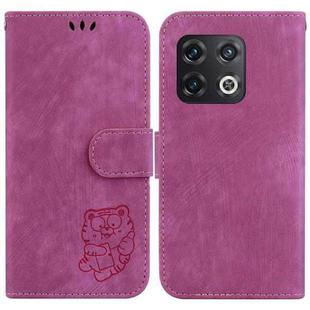 For OnePlus 10 Pro 5G Little Tiger Embossed Leather Phone Case(Rose Red)