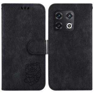 For OnePlus 10 Pro 5G Little Tiger Embossed Leather Phone Case(Black)