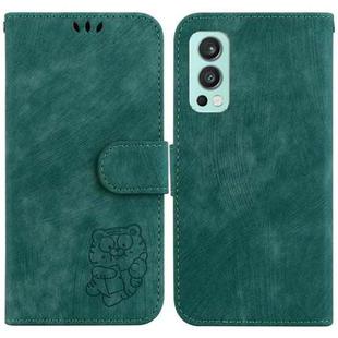 For OnePlus Nord 2 5G Little Tiger Embossed Leather Phone Case(Green)