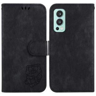 For OnePlus Nord 2 5G Little Tiger Embossed Leather Phone Case(Black)