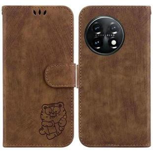 For OnePlus 11 Little Tiger Embossed Leather Phone Case(Brown)