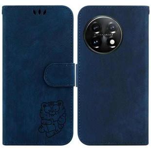 For OnePlus 11 Little Tiger Embossed Leather Phone Case(Dark Blue)