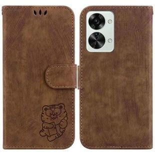 For OnePlus Nord 2T Little Tiger Embossed Leather Phone Case(Brown)