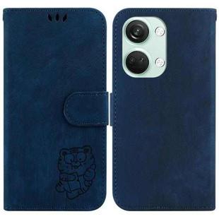 For OnePlus Nord 3 Little Tiger Embossed Leather Phone Case(Dark Blue)