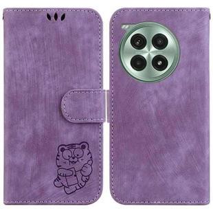 For OnePlus Ace 3 Pro Little Tiger Embossed Leather Phone Case(Purple)