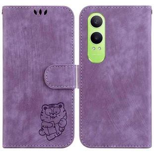 For OnePlus Nord CE4 Lite Little Tiger Embossed Leather Phone Case(Purple)