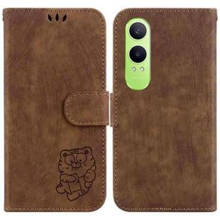 For OnePlus Nord CE4 Lite Little Tiger Embossed Leather Phone Case(Brown)