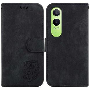 For OnePlus Nord CE4 Lite Little Tiger Embossed Leather Phone Case(Black)