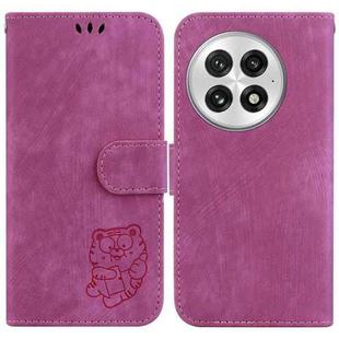 For OnePlus 13 Little Tiger Embossed Leather Phone Case(Rose Red)