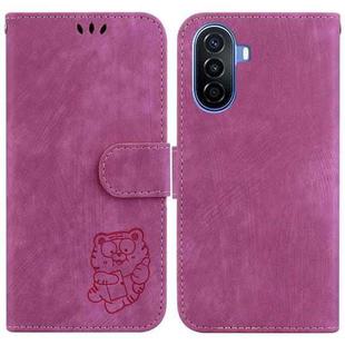 For Huawei nova Y61 / Enjoy 50z Little Tiger Embossed Leather Phone Case(Rose Red)