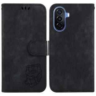 For Huawei nova Y61 / Enjoy 50z Little Tiger Embossed Leather Phone Case(Black)