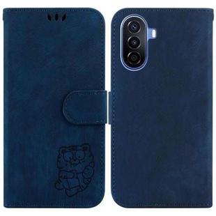 For Huawei nova Y70 Plus Little Tiger Embossed Leather Phone Case(Dark Blue)