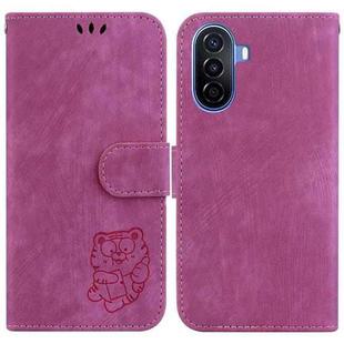 For Huawei nova Y70 Plus Little Tiger Embossed Leather Phone Case(Rose Red)