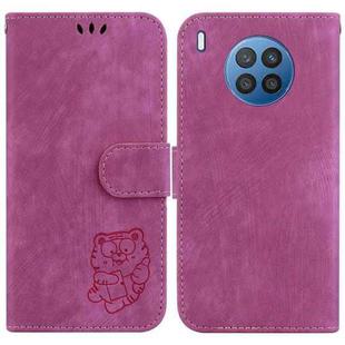 For Huawei nova 8i / Honor 50 Lite Little Tiger Embossed Leather Phone Case(Rose Red)
