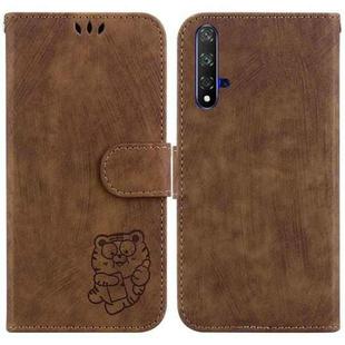 For Huawei nova 5T / Honor 20 Little Tiger Embossed Leather Phone Case(Brown)