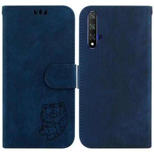 For Huawei nova 5T / Honor 20 Little Tiger Embossed Leather Phone Case(Dark Blue)
