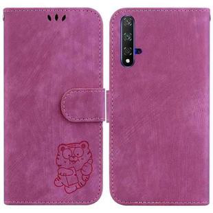 For Huawei nova 5T / Honor 20 Little Tiger Embossed Leather Phone Case(Rose Red)