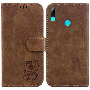 For Huawei P Smart 2019 Little Tiger Embossed Leather Phone Case(Brown)