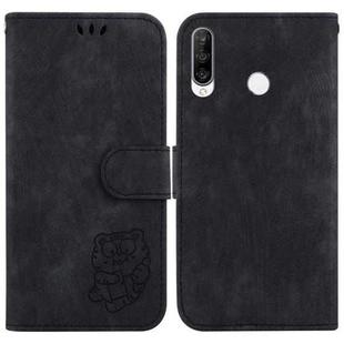 For Huawei P30 Lite / nova 4e Little Tiger Embossed Leather Phone Case(Black)