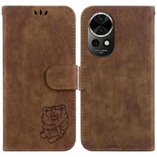 For Huawei nova 12 Little Tiger Embossed Leather Phone Case(Brown)