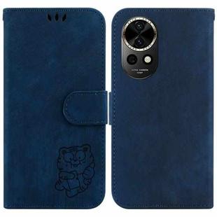 For Huawei nova 12 Little Tiger Embossed Leather Phone Case(Dark Blue)