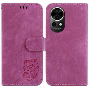 For Huawei nova 12 Little Tiger Embossed Leather Phone Case(Rose Red)