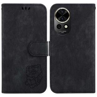 For Huawei nova 12 Little Tiger Embossed Leather Phone Case(Black)