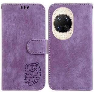 For Huawei nova 14 Ultra Little Tiger Embossed Leather Phone Case(Purple)