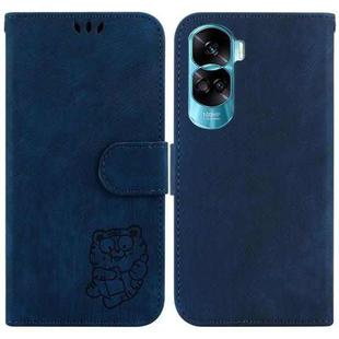 For Honor 90 Lite Little Tiger Embossed Leather Phone Case(Dark Blue)