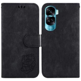 For Honor 90 Lite Little Tiger Embossed Leather Phone Case(Black)