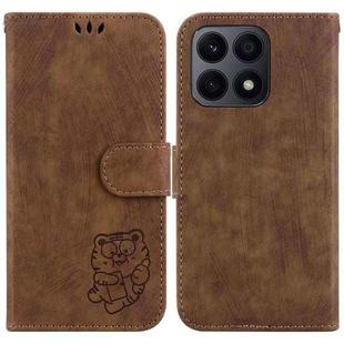 For Honor X8a Little Tiger Embossed Leather Phone Case(Brown)