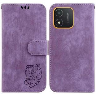 For Honor X5 Little Tiger Embossed Leather Phone Case(Purple)