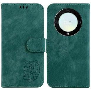 For Honor X9a Little Tiger Embossed Leather Phone Case(Green)