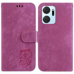 For Honor X7a Little Tiger Embossed Leather Phone Case(Rose Red)