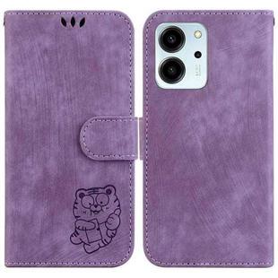 For Honor 80 SE Little Tiger Embossed Leather Phone Case(Purple)