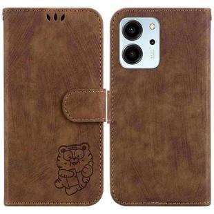 For Honor 80 SE Little Tiger Embossed Leather Phone Case(Brown)
