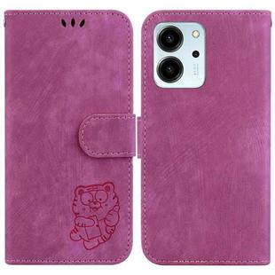 For Honor 80 SE Little Tiger Embossed Leather Phone Case(Rose Red)