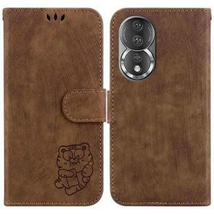 For Honor 80 Little Tiger Embossed Leather Phone Case(Brown)