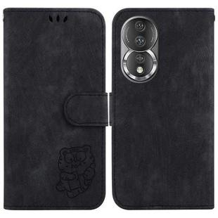 For Honor 80 Little Tiger Embossed Leather Phone Case(Black)