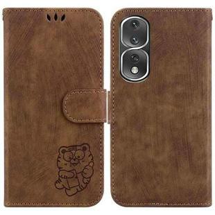 For Honor 80 Pro Little Tiger Embossed Leather Phone Case(Brown)