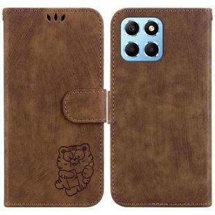 For Honor X8 5G Little Tiger Embossed Leather Phone Case(Brown)