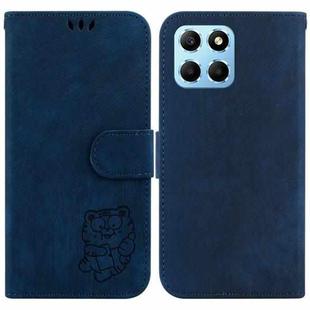 For Honor X8 5G Little Tiger Embossed Leather Phone Case(Dark Blue)