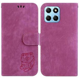 For Honor X8 5G Little Tiger Embossed Leather Phone Case(Rose Red)